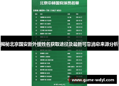 揭秘北京国安新外援姓名获取途径及最新可靠消息来源分析